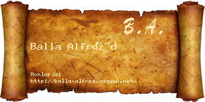 Balla Alfréd névjegykártya